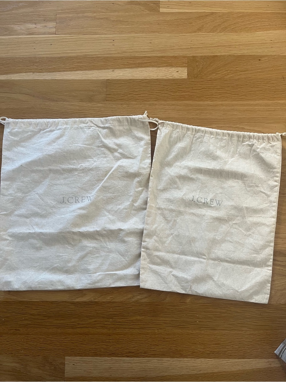 J. Crew Cream Drawstring Dust Bags